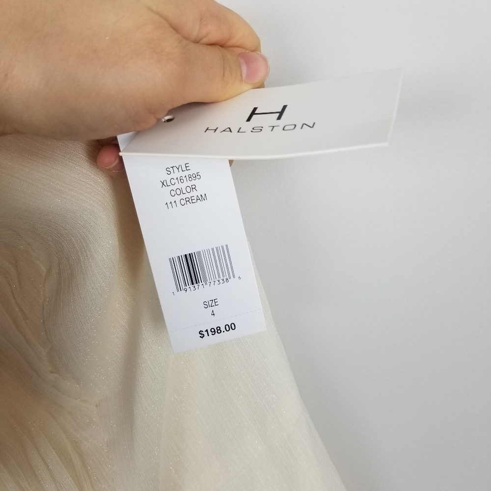 H Halston one shoulder gown cream - Picture 7 of 7